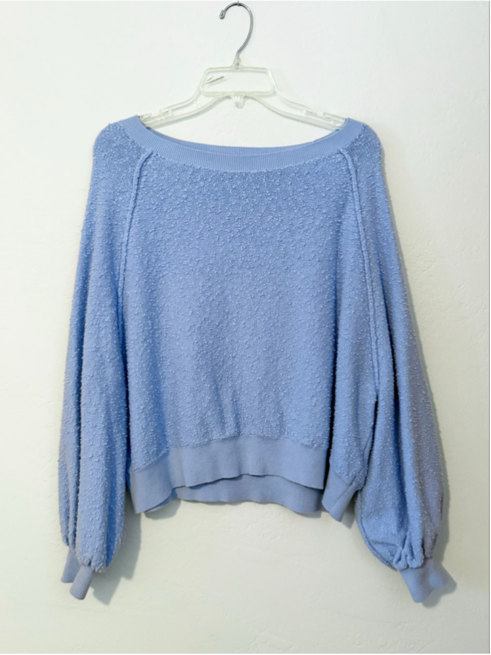 Women's Free People Found my Friend Blue Crew Neck Sweater Size S